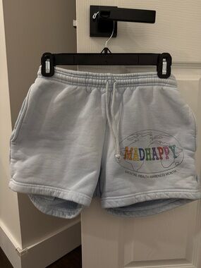 Madhappy Light Blue Fleece Logo Athletic Shorts